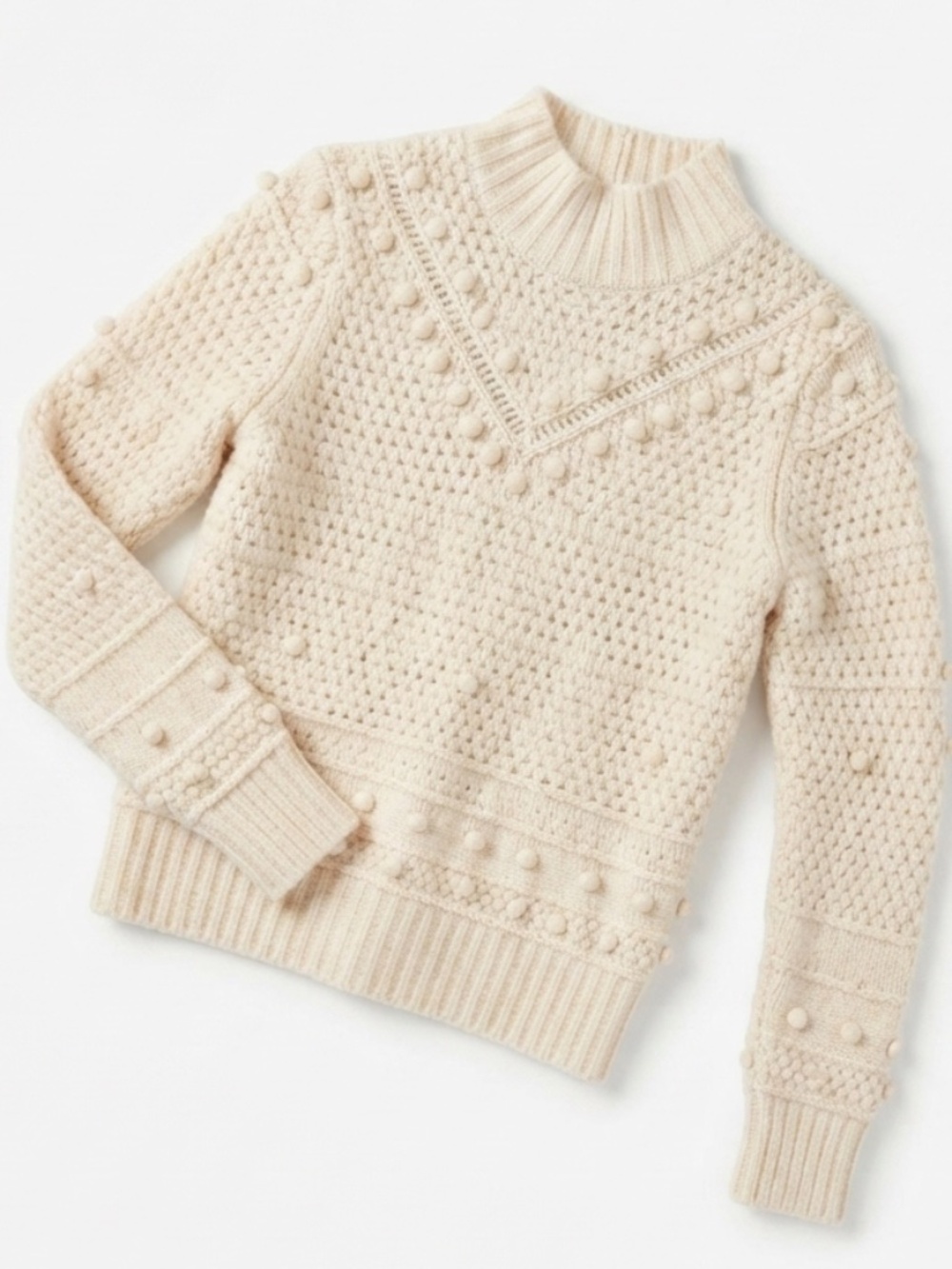 Cream Pom Pom Sweater by MNG (Mango) Spain